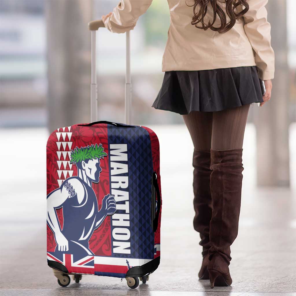 Honolulu Running 2024 Luggage Cover Marathon Competition Hula Runner and Kakau Art Tattoo