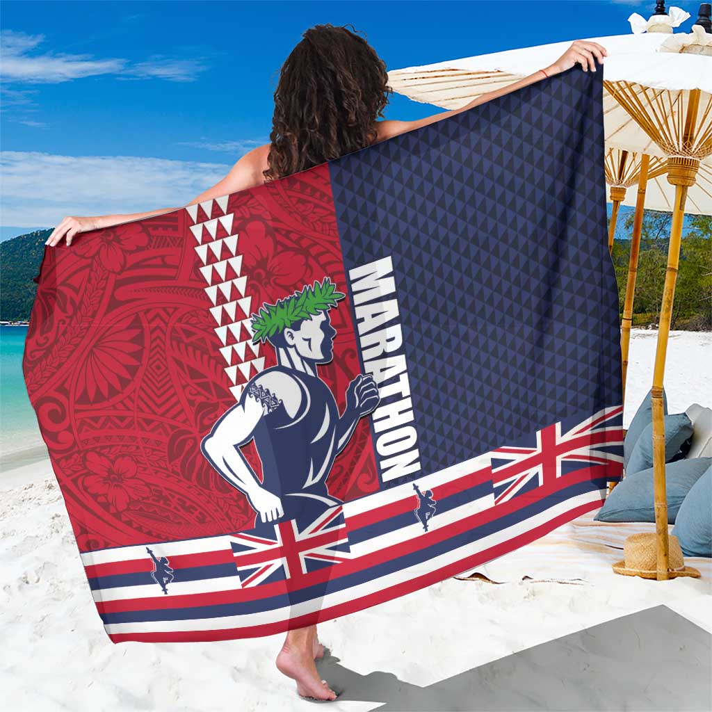 Honolulu Running 2024 Sarong Marathon Competition Hula Runner and Kakau Art Tattoo