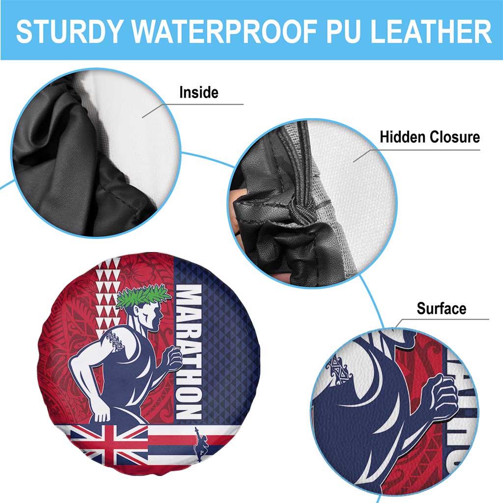 Honolulu Running 2024 Spare Tire Cover Marathon Competition Hula Runner and Kakau Art Tattoo