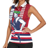 Honolulu Running 2024 Women Sleeveless Polo Shirt Marathon Competition Hula Runner and Kakau Art Tattoo LT03 - Polynesian Pride