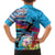 Honolulu Anniversary 52nd Running Family Matching Off The Shoulder Long Sleeve Dress and Hawaiian Shirt Marathon Competition Kakau Pattern Blue Color