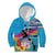 Honolulu Anniversary 52nd Running Kid Hoodie Marathon Competition Kakau Pattern Blue Color