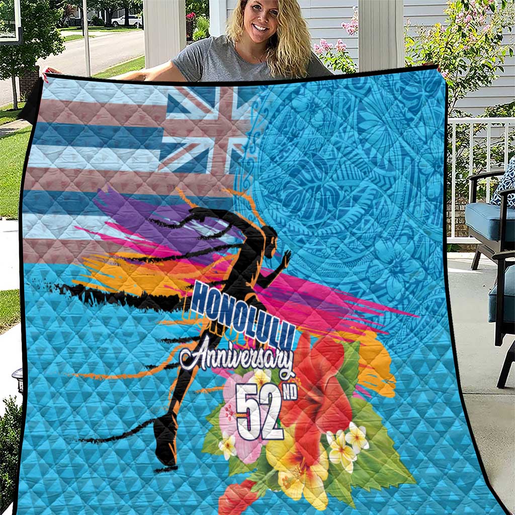 Honolulu Anniversary 52nd Running Quilt Marathon Competition Kakau Pattern Blue Color LT03 Blue - Polynesian Pride