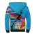 Honolulu Anniversary 52nd Running Sherpa Hoodie Marathon Competition Kakau Pattern Blue Color