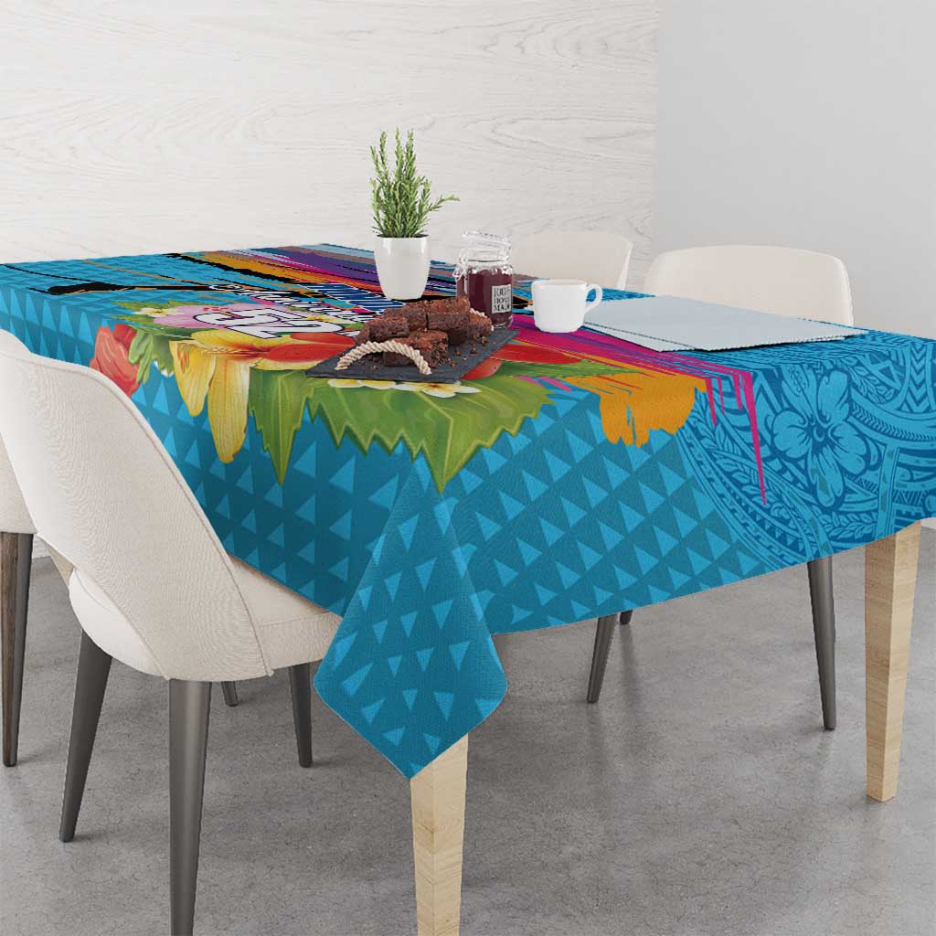 Honolulu Anniversary 52nd Running Tablecloth Marathon Competition Kakau Pattern Blue Color LT03 - Polynesian Pride