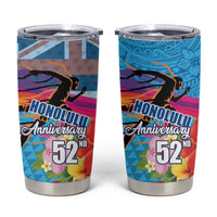 Honolulu Anniversary 52nd Running Tumbler Cup Marathon Competition Kakau Pattern Blue Color LT03 Blue - Polynesian Pride