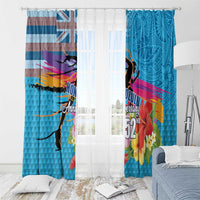 Honolulu Anniversary 52nd Running Window Curtain Marathon Competition Kakau Pattern Blue Color