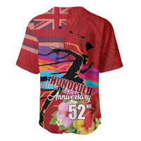 Honolulu Anniversary 52nd Running Baseball Jersey Marathon Competition Kakau Pattern Red Color LT03 - Polynesian Pride