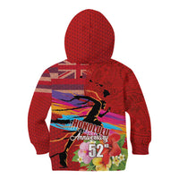 Honolulu Anniversary 52nd Running Kid Hoodie Marathon Competition Kakau Pattern Red Color