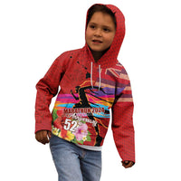 Honolulu Anniversary 52nd Running Kid Hoodie Marathon Competition Kakau Pattern Red Color