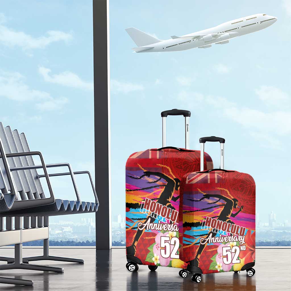 Honolulu Anniversary 52nd Running Luggage Cover Marathon Competition Kakau Pattern Red Color