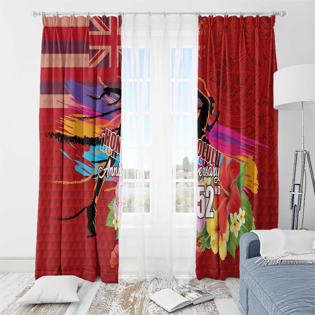 Honolulu Anniversary 52nd Running Window Curtain Marathon Competition Kakau Pattern Red Color