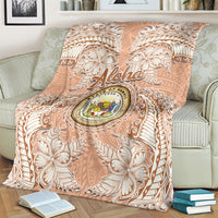 Hawaii Tropical Flowers with Kakau Tribal Blanket Peach Fuzz Color LT03 - Polynesian Pride