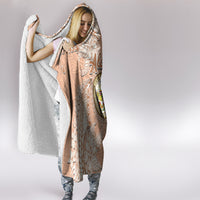 Hawaii Tropical Flowers with Kakau Tribal Hooded Blanket Peach Fuzz Color LT03 - Polynesian Pride