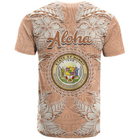Hawaii Tropical Flowers with Kakau Tribal T Shirt Peach Fuzz Color LT03 - Polynesian Pride