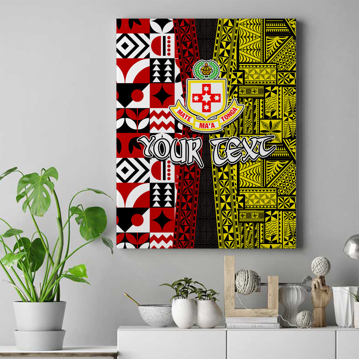 Tonga Kolisi Tonga Canvas Wall Art Ngatu and Geometric Pattern LT03 Red - Polynesian Pride