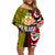 Tonga Kolisi Tonga Family Matching Off Shoulder Short Dress and Hawaiian Shirt Ngatu and Geometric Pattern LT03 Mom's Dress Red - Polynesian Pride