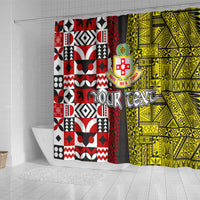 Tonga Kolisi Tonga Shower Curtain Ngatu and Geometric Pattern LT03 - Polynesian Pride