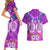 Polynesian Valentine Day Couples Matching Short Sleeve Bodycon Dress and Hawaiian Shirt Love Couple Turtle Maori Hibiscus Purple LT03 - Polynesian Pride