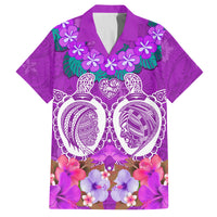 Polynesian Valentine Day Family Matching Off Shoulder Maxi Dress and Hawaiian Shirt Love Couple Turtle Maori Hibiscus Purple LT03 Dad's Shirt - Short Sleeve Purple - Polynesian Pride