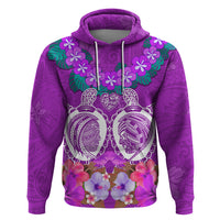 Polynesian Valentine Day Zip Hoodie Love Couple Turtle Maori Hibiscus Purple LT03 Pullover Hoodie Purple - Polynesian Pride