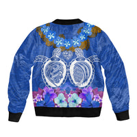 Polynesian Valentine Day Bomber Jacket Love Couple Turtle Maori Hibiscus Blue LT03 - Polynesian Pride