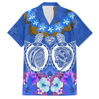 Polynesian Valentine Day Family Matching Off Shoulder Maxi Dress and Hawaiian Shirt Love Couple Turtle Maori Hibiscus Blue LT03 Dad's Shirt - Short Sleeve Blue - Polynesian Pride