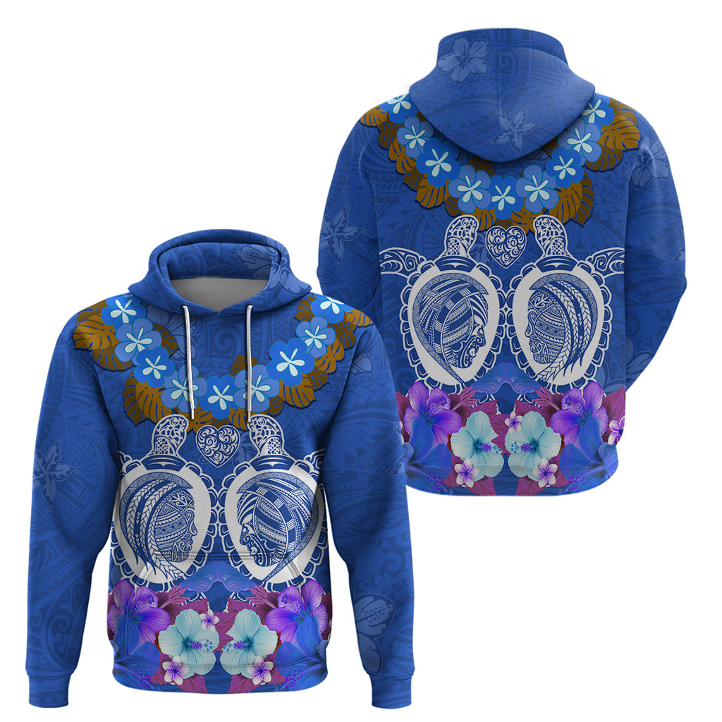 Polynesian Valentine Day Zip Hoodie Love Couple Turtle Maori Hibiscus Blue LT03 - Polynesian Pride