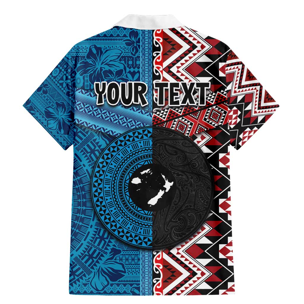 Personalised Aotearoa and Fiji Together Family Matching Mermaid Dress and Hawaiian Shirt Melanesian Warrior and Koru - Taniko with Hibiscus Tapa Pattern LT03 - Polynesian Pride