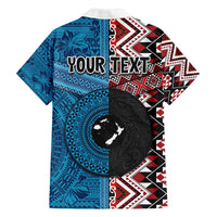 Personalised Aotearoa and Fiji Together Family Matching Summer Maxi Dress and Hawaiian Shirt Melanesian Warrior and Koru - Taniko with Hibiscus Tapa Pattern LT03 - Polynesian Pride