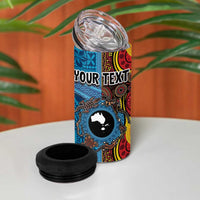 Personalised Australia and Fiji Together 4 in 1 Can Cooler Tumbler Tribal Palm Tree with Tapa and Aboriginal Animals Half Style LT03 - Polynesian Pride