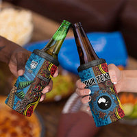 Personalised Australia and Fiji Together 4 in 1 Can Cooler Tumbler Tribal Palm Tree with Tapa and Aboriginal Animals Half Style LT03 - Polynesian Pride