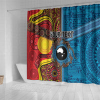 Personalised Australia and Fiji Together Shower Curtain Tribal Palm Tree with Tapa and Aboriginal Animals Half Style