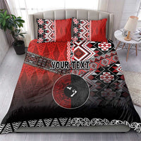Personalised Aotearoa and Tonga Together Bedding Set Manaia and Tongan Tribal Cross - Taniko and Ngatu Art Tattoo