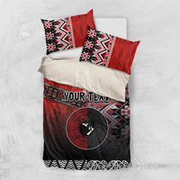 Personalised Aotearoa and Tonga Together Bedding Set Manaia and Tongan Tribal Cross - Taniko and Ngatu Art Tattoo
