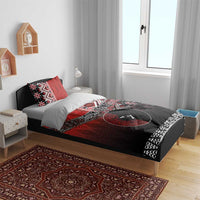 Personalised Aotearoa and Tonga Together Bedding Set Manaia and Tongan Tribal Cross - Taniko and Ngatu Art Tattoo