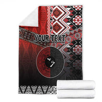 Personalised Aotearoa and Tonga Together Blanket Manaia and Tongan Tribal Cross - Taniko and Ngatu Art Tattoo