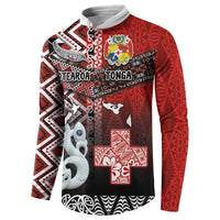 Personalised Aotearoa and Tonga Together Button Sweatshirt Manaia and Tongan Tribal Cross - Taniko and Ngatu Art Tattoo