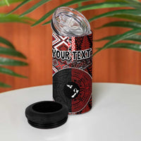 Personalised Aotearoa and Tonga Together 4 in 1 Can Cooler Tumbler Manaia and Tongan Tribal Cross - Taniko and Ngatu Art Tattoo LT03 - Polynesian Pride