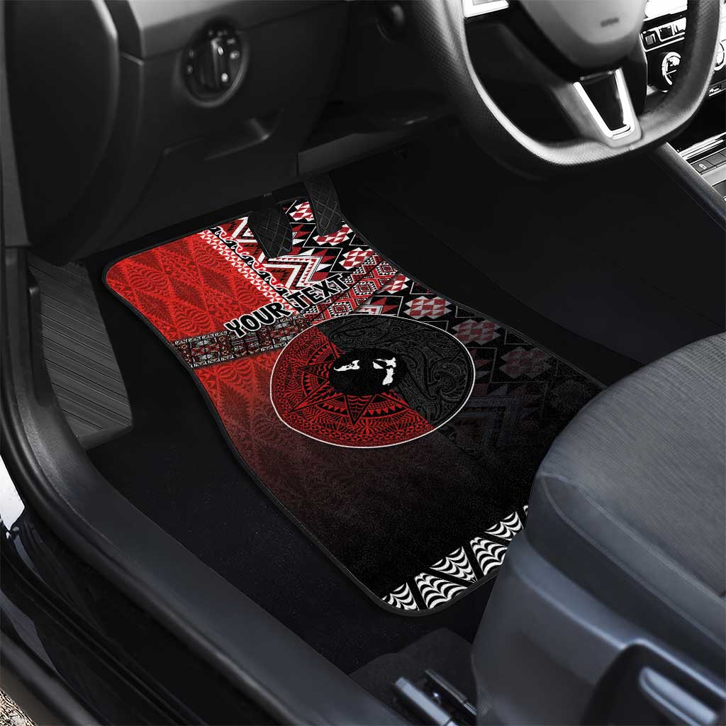 Personalised Aotearoa and Tonga Together Car Mats Manaia and Tongan Tribal Cross - Taniko and Ngatu Art Tattoo