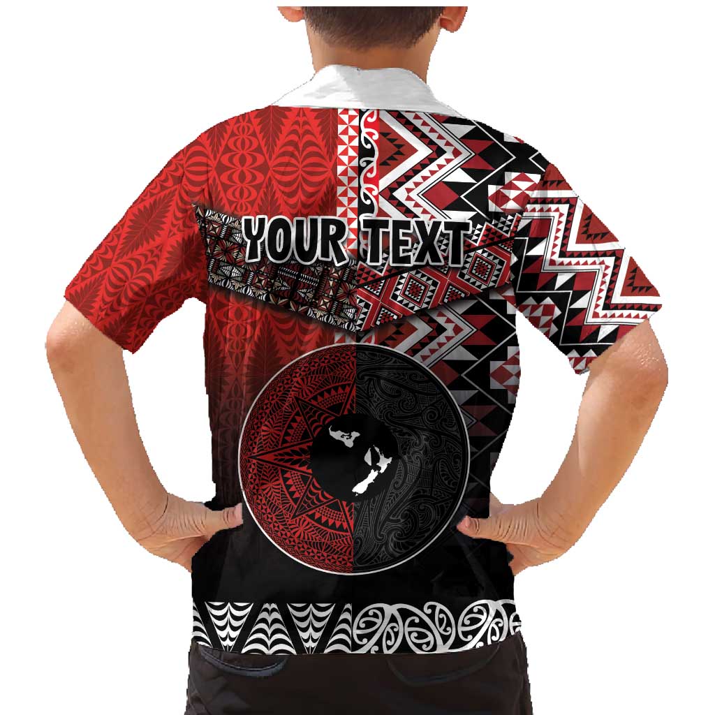 Personalised Aotearoa and Tonga Together Family Matching Mermaid Dress and Hawaiian Shirt Manaia and Tongan Tribal Cross - Taniko and Ngatu Art Tattoo