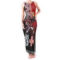 Personalised Aotearoa and Tonga Together Family Matching Tank Maxi Dress and Hawaiian Shirt Manaia and Tongan Tribal Cross - Taniko and Ngatu Art Tattoo