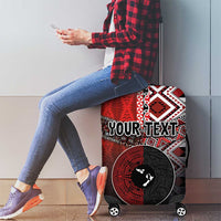 Personalised Aotearoa and Tonga Together Luggage Cover Manaia and Tongan Tribal Cross - Taniko and Ngatu Art Tattoo