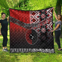 Personalised Aotearoa and Tonga Together Quilt Manaia and Tongan Tribal Cross - Taniko and Ngatu Art Tattoo