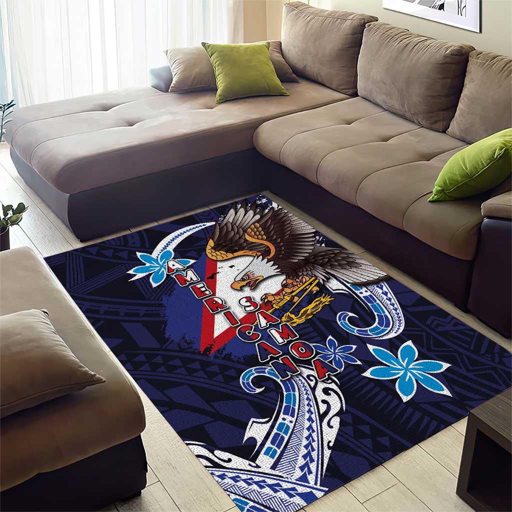 American Samoa Flag Day Area Rug Bald Eagle with Uatogi and Fue - Polynesian and Floral Tribal Tattoo LT03 - Polynesian Pride