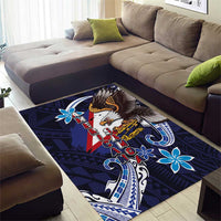 American Samoa Flag Day Area Rug Bald Eagle with Uatogi and Fue - Polynesian and Floral Tribal Tattoo LT03 - Polynesian Pride