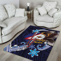 American Samoa Flag Day Area Rug Bald Eagle with Uatogi and Fue - Polynesian and Floral Tribal Tattoo LT03 - Polynesian Pride