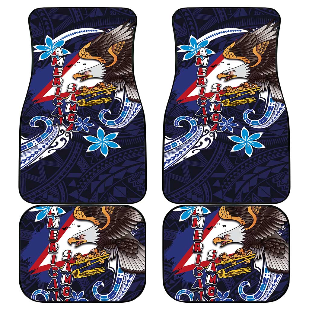 American Samoa Flag Day Car Mats Bald Eagle with Uatogi and Fue - Polynesian and Floral Tribal Tattoo