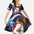 American Samoa Flag Day Family Matching Off The Shoulder Long Sleeve Dress and Hawaiian Shirt Bald Eagle with Uatogi and Fue - Polynesian and Floral Tribal Tattoo