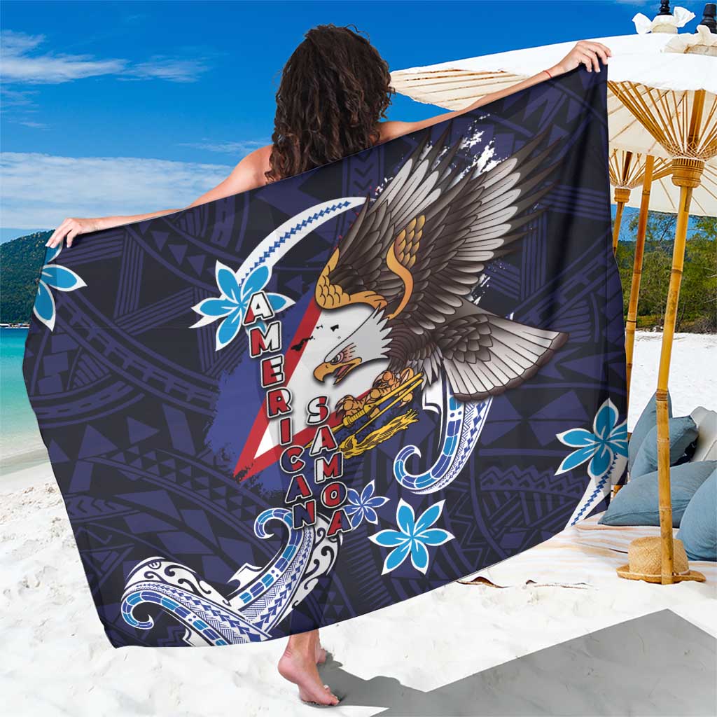 American Samoa Flag Day Sarong Bald Eagle with Uatogi and Fue - Polynesian and Floral Tribal Tattoo